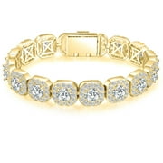 Huge 12MM Tennis Bracelet for Men Women in Eternity Design 18k Gold Yellow Plated Iced Out Cubic Zirconia Lab Simulated Diamond Tennis Wrist Chain Bracelets Hip Hop Jewelry